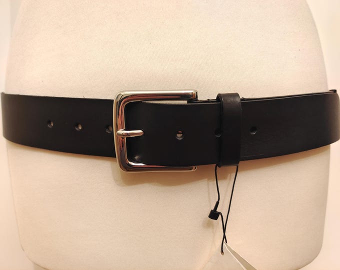 Regular Black Real Leather Belt "TAKE POWER" Metal Letters by Gestuz