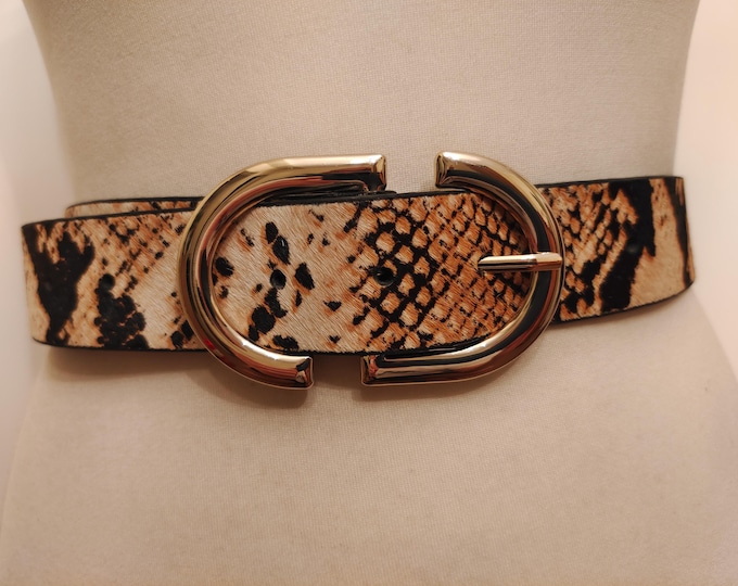Animal Pattern Leather/Faux Leather Belt by Topshop