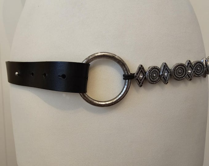 Waist Synthetic Leather Belt With Rich Metal Ornaments Made in Italy by Promod