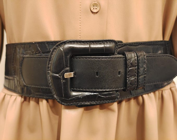 Wide Black Real Leather Belt by Next