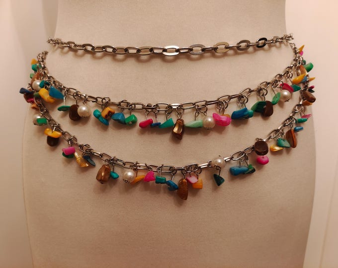 Unique Metal Chains Belt With Gems Boho Hippie Y2K Style