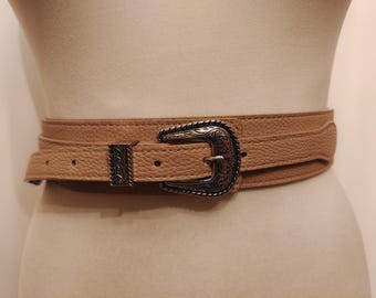 Regular Beige Faux Leather Belt