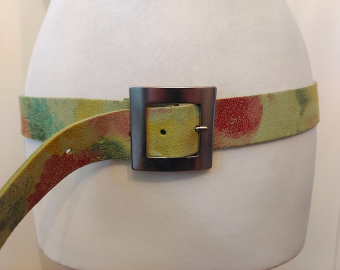 Regular Real Leather Flower Pattern Belt