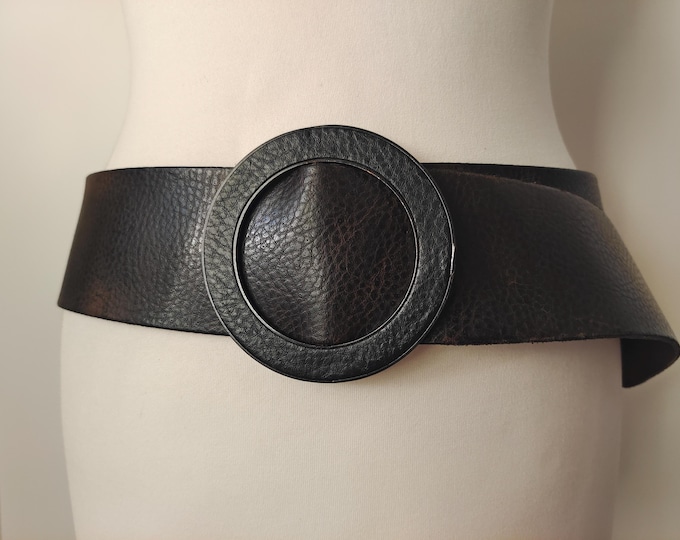 Wide Brown Real Leather Heavy Thick Belt by Per Una Made in Italy