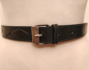 90's Vintage Green Real Leather Belt by Gianni Versace Made in Italy