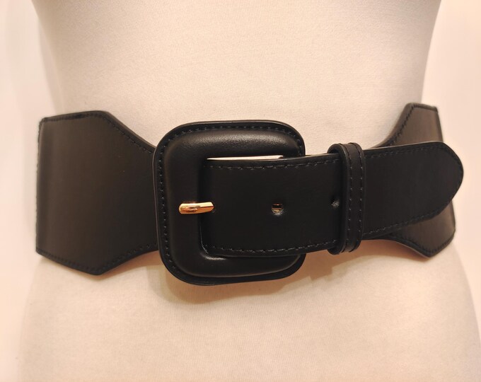 Wide Black & Beige Faux Leather Woven Belt By ZARA