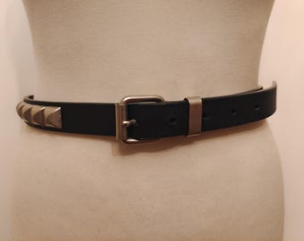 Black Real Leather Studded Belt by Saddler