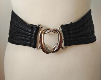 Wide Black Real Soft Leather Corset Belt