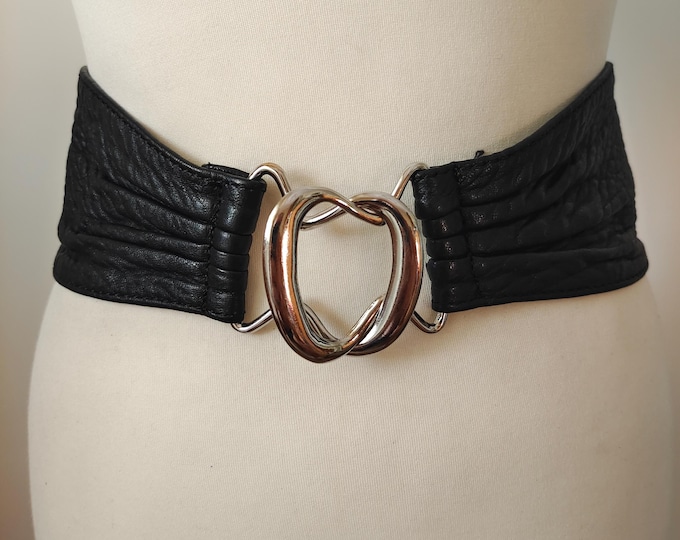 Wide Black Real Soft Leather Corset Belt
