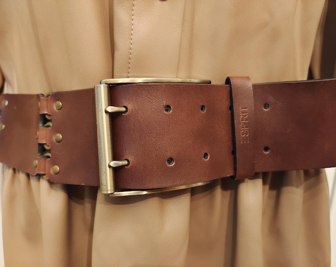 Wide Brown Faux Leather Belt by Esprit