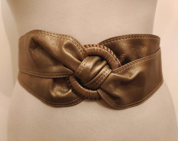 Wide Gold Real Leather Belt by Accessorize Made in India