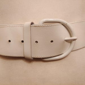 80s White Leather Belt - Etsy display picture 1