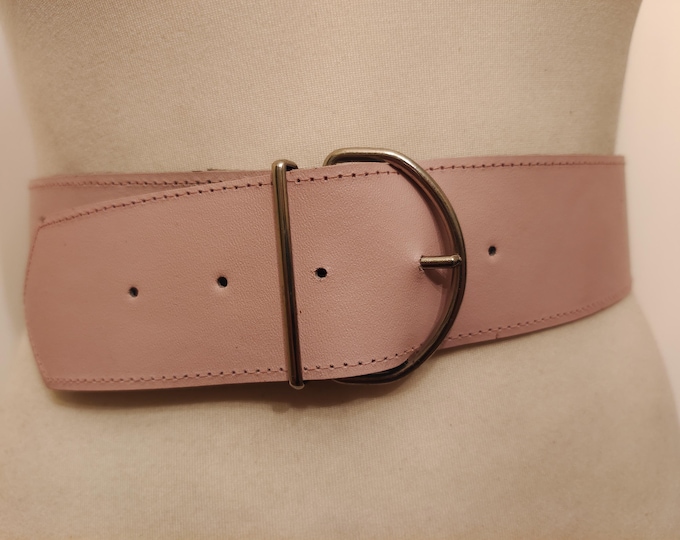 80's Vintage Light Rose Real Leather Belt