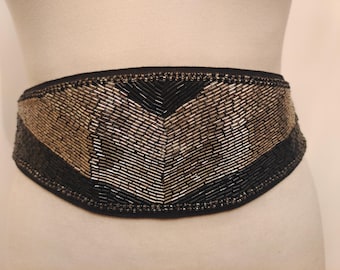 Extra Wide Black Cotton & Leather Belt by Next