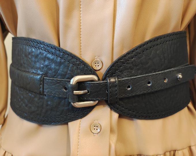 Extra Wide Black Real Leather Belt by Urbancode