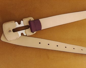 Francesco Biasia Metallic Leather Belt – Size M Real Leather Purple Belt by Francesco Biasia Made in Italy  main image 4