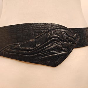 Wide Black Vintage 80&#39;s Faux Leather Belt