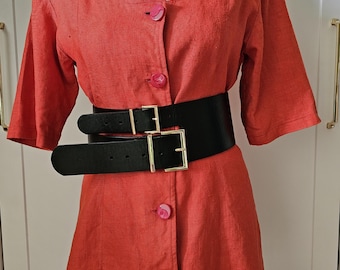 Red absolute vintage  pure linen  elbow-length sleeved women blazer
