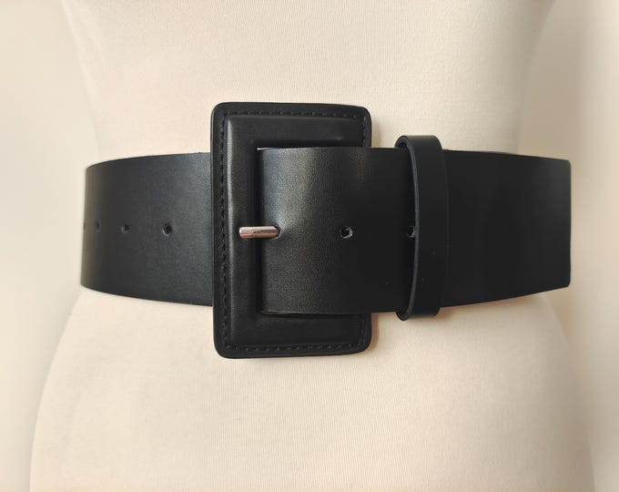 Wide Black Faux Leathe Belt by Gina Tricot