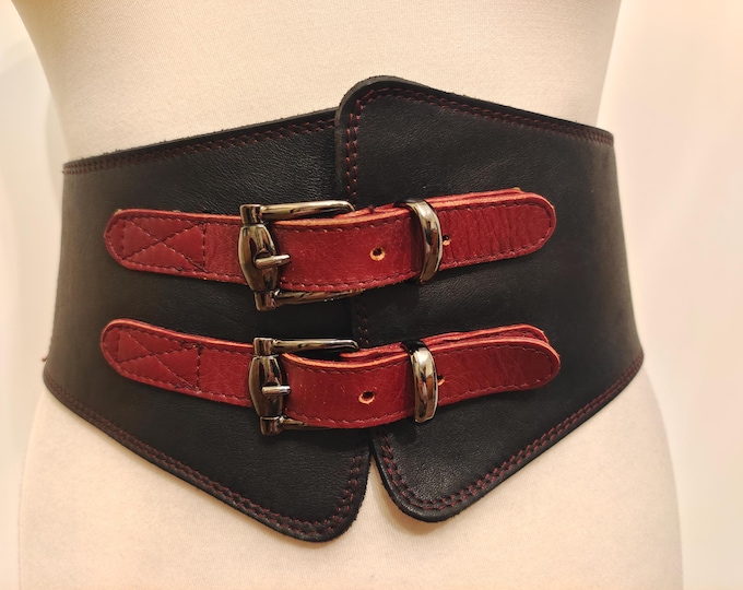 Extra Wide Black Real Leather Corset Belt by Monnari Made in Italy