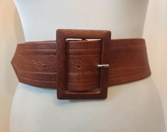 Wide Brown Real Leather Belt by Strenesse Blue Made in Italy  display picture 1