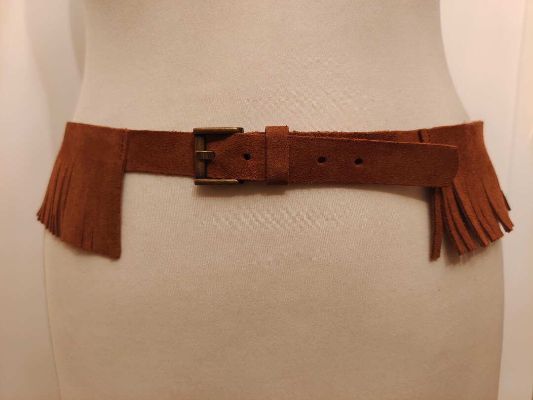 fawn wide leather belt