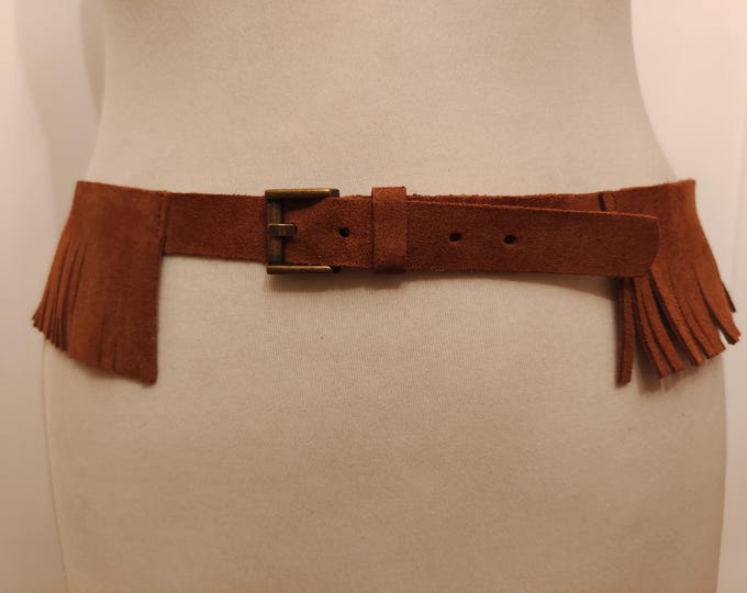Wide Brown Real Leather Western Belt by H&M