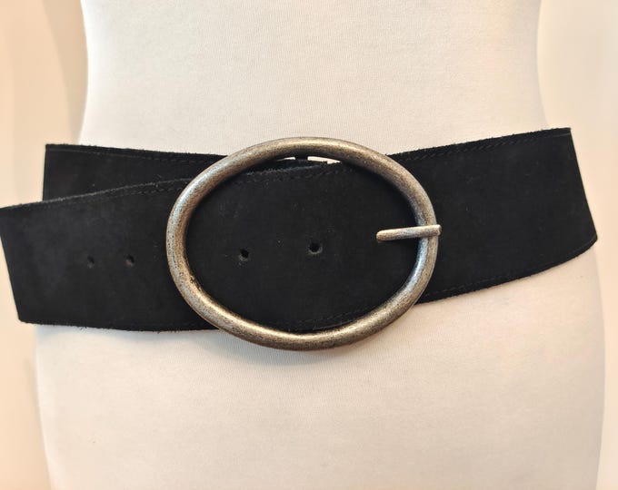 Wide Black Real Leather Belt by Revolt