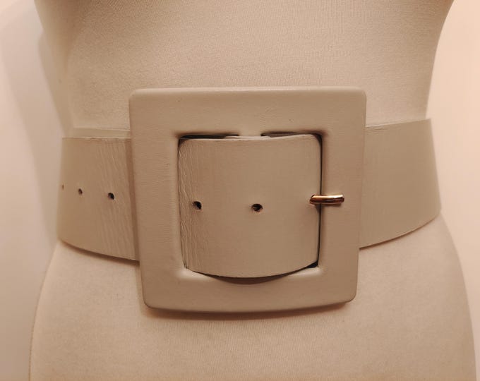 Wide Beige Belt With Big Buckle by ZARA Made in Spain