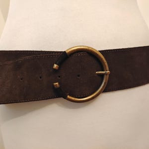 Vintage brede bruine riem van echt leer uit de jaren 80 van Robako Ceintures