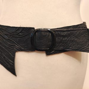80&#39;s Vintage Black Real Leather Belt