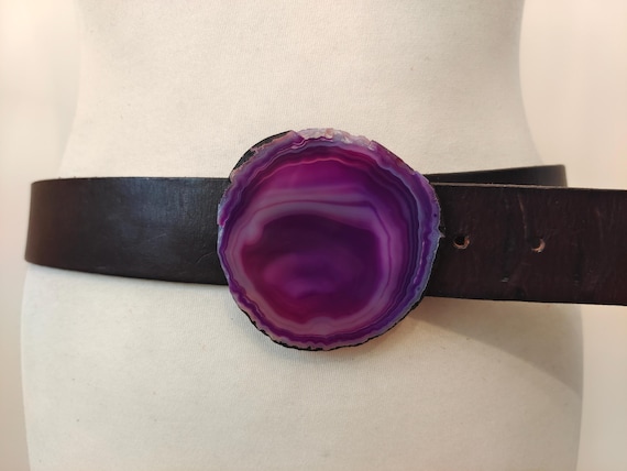 Ted Baker Leather Belt: Agate Stone Buckle, Made in England  display picture 3