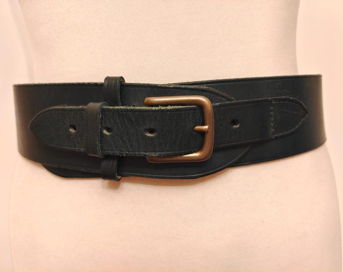 Wide Bottle Green Real Leather Belt by NEXT Made in England