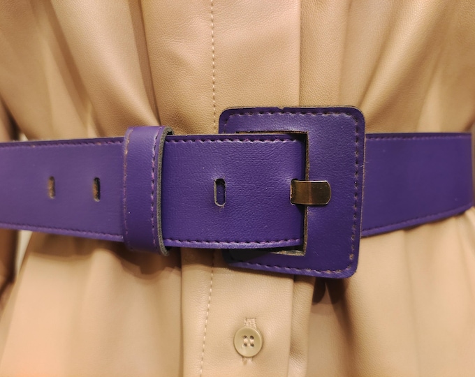 80's Vintage Violet Faux Leather Belt