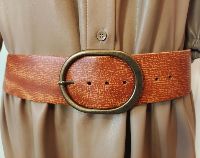 Wide Brown Real Leather Belt by Canda