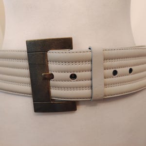 Wide Beige Real Leather Belt by ZARA Made in Spain - Etsy display picture 3