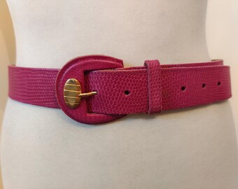 Vintage Pink Leather Belt Liz Claiborne Gold Buckle Small  display picture 2
