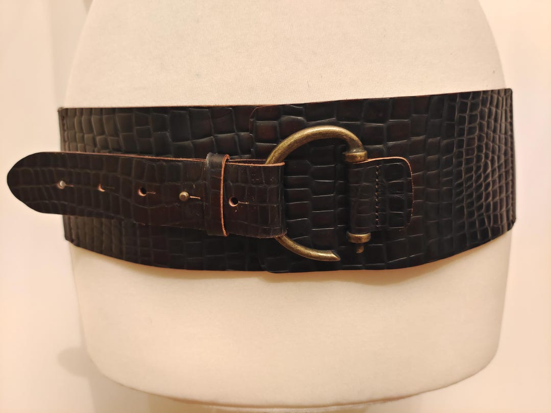 Extra Wide Brown Real Leather Belt With Solid Brass Buckle  display picture 2