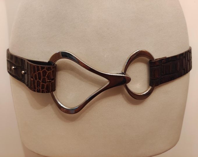 90's Vintage Brown Real Leather Hand Made Belt by Cassandra Bavaria - Germany