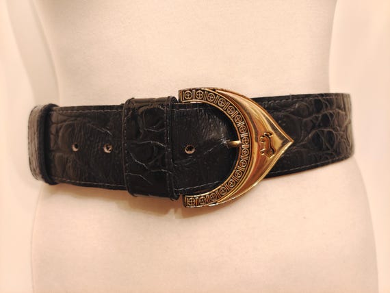 Wide Black Faux Leather Vintage 80 display picture 1