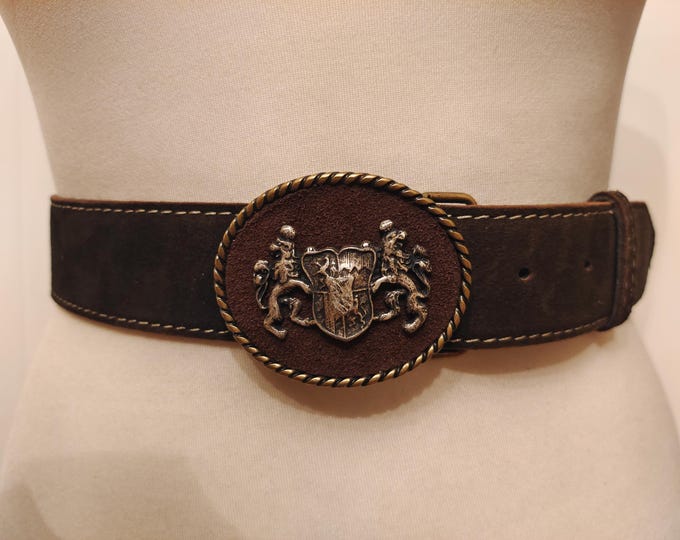 80's Vintage Brown Extra Long Real Leather Belt