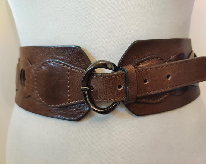 Wide Brown Real Leather Belt by SOLAR