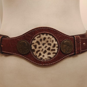Brede bruine echt leren jaren 80 vintage riem