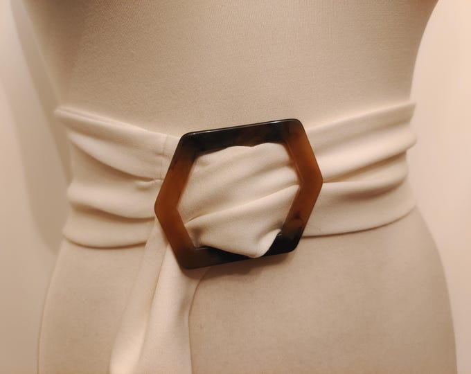 Extra Long Cream Fabric Elastic Adjustable Belt
