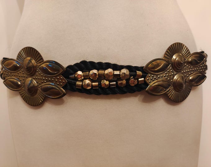 80's Vintage Elastic Belt With Metal Buckle