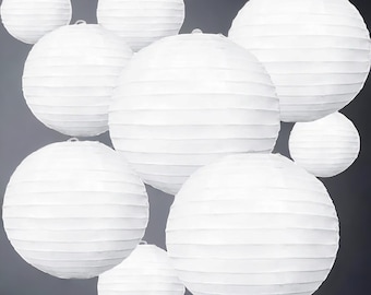 10Pcs White Paper Lanterns - Chinese/Japanese Hanging Decorations for Weddings, Birthdays, Christmas, and Parties