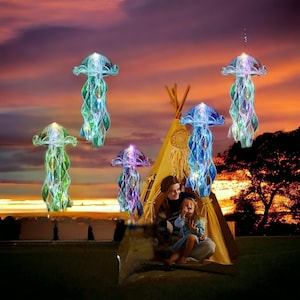 Jellyfish Lanterns – Set of 10 Hanging Jellyfish Decorations for Under The Sea and Mermaid Theme Party, Ocean Birthday Party Decor(5 Colors)