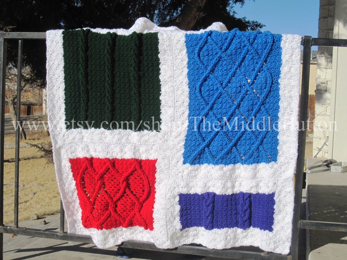 Cabled Color Blocks Afghan PDF Pattern - Etsy