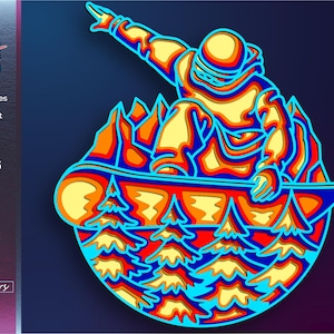 Snowboard SVG, Wintersport, Laser-Schnittvorlage, Snowboarder DXF, 5-Schicht-Kunst, Cricut Crafts, Sofortiger digitaler Download