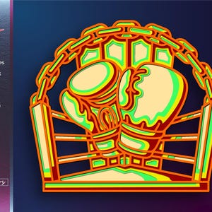 Guantes de boxeo SVG, Ring de boxeo SVG, Archivos deportivos cortados con láser, Diseño multicapa, Descarga instantánea, Manualidades con Cricut, Plantillas Glowforge